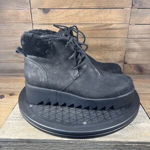 Eileen Fisher Women's Size 6.5 Kenille Sport Black Suede Lace Up Ankle Boots